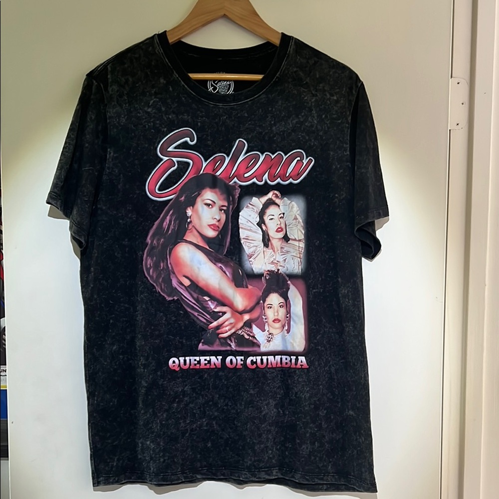 Black Graphic T-Shirt with Selena Design